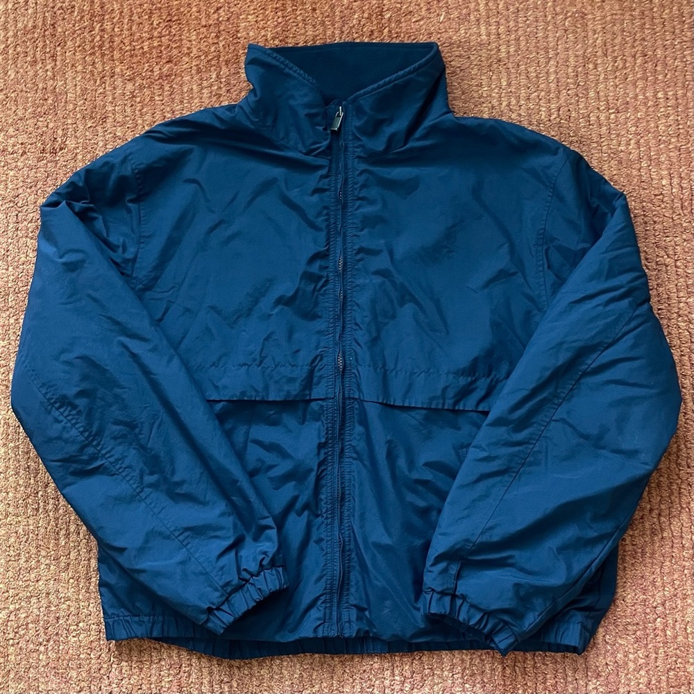 Navy Golf Fleece mock neck windbreaker